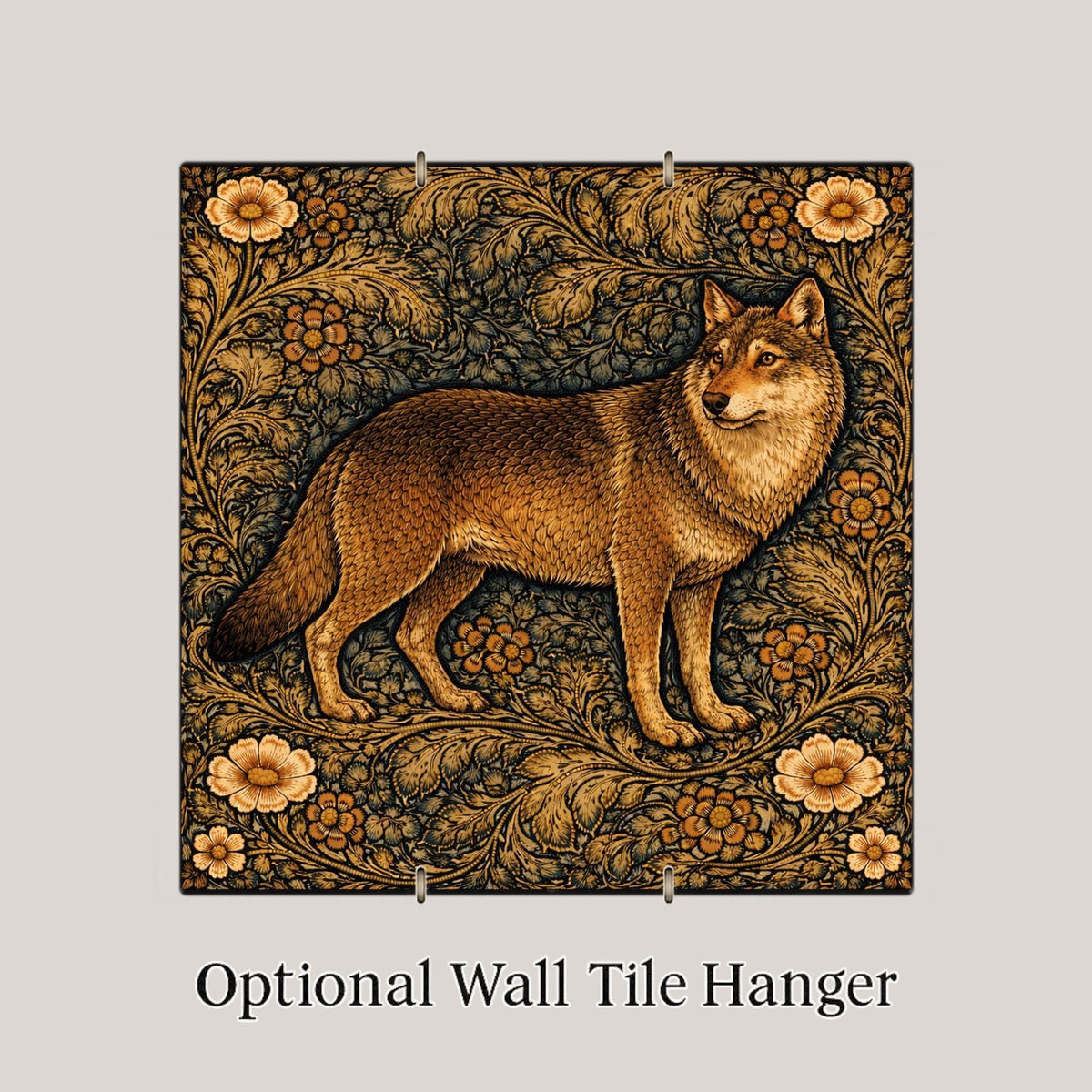 Wolf Woodland Wall Art Ceramic Tile Rustic Cabin Decor Forest Animal Artwork Wildlife Home Decor Lodge Decor Nature Wall Art