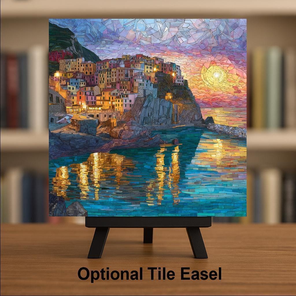 Cinque Terre Wall Art Ceramic Tile Italy Gift Italian Riviera Decor Cliffside Village Art Travel Lover Gift Tile