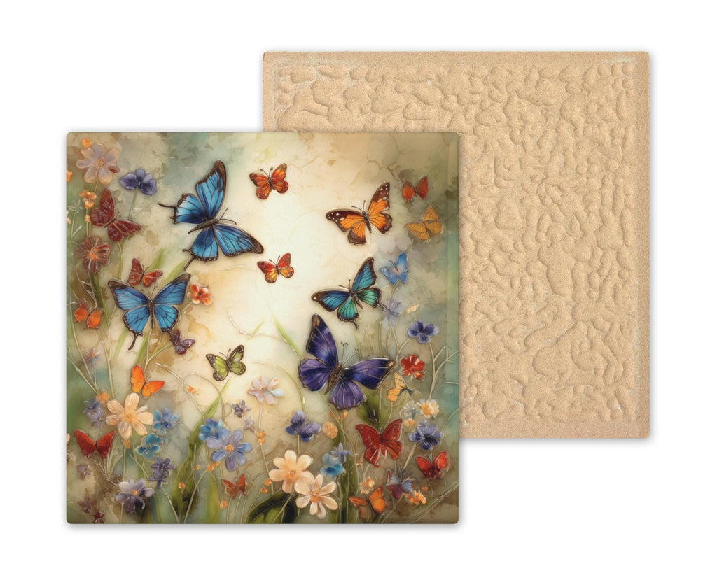 Butterfly Garden Wall Art Ceramic Tile Stained Glass Style Memorial Gift Garden Decor Butterfly Lover Sympathy Art Nature Gift Tile