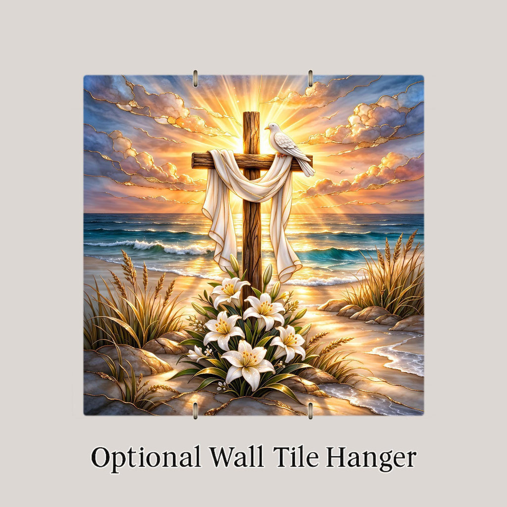 Cross Wall Art Ceramic Tile Faith Christian Gift Religious Wall Decor Prayer Room Sympathy Keepsake Accent Tile