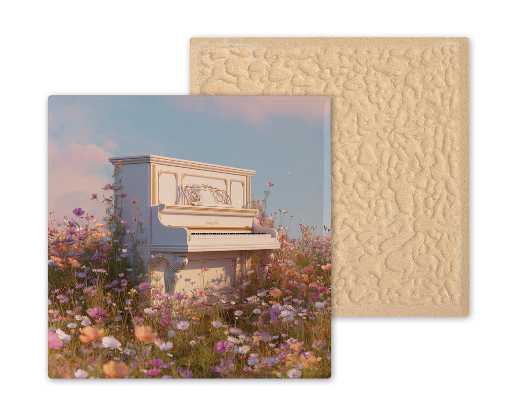 Piano Music Lover Gift Ceramic Tile Wall Art Wildflower Floral Piano Decor Cottagecore Music Room Gift Tile