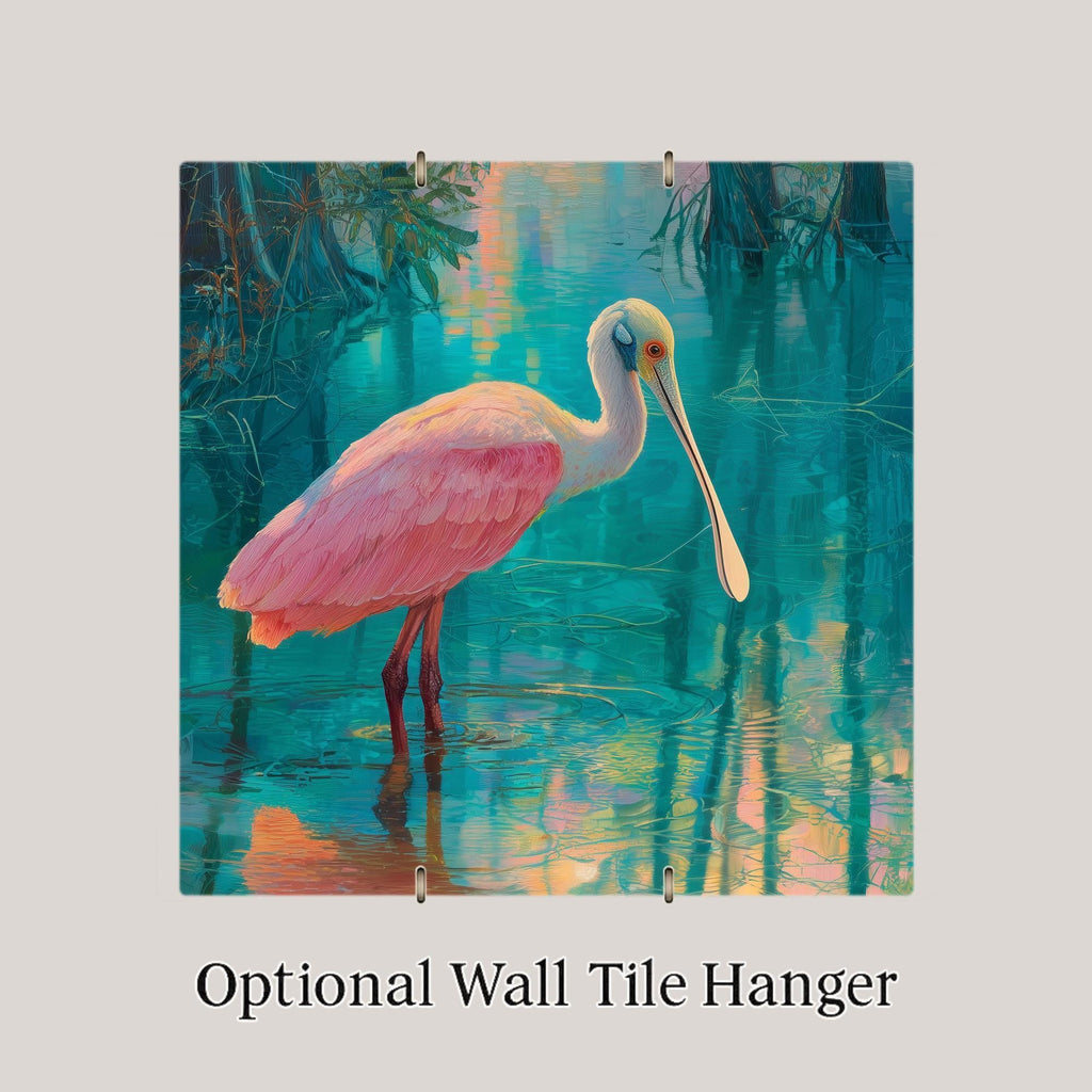 Spoonbill Ceramic Art Tile: Coastal Wall Decor Beach House Accent Ocean Home Decor Wall Art