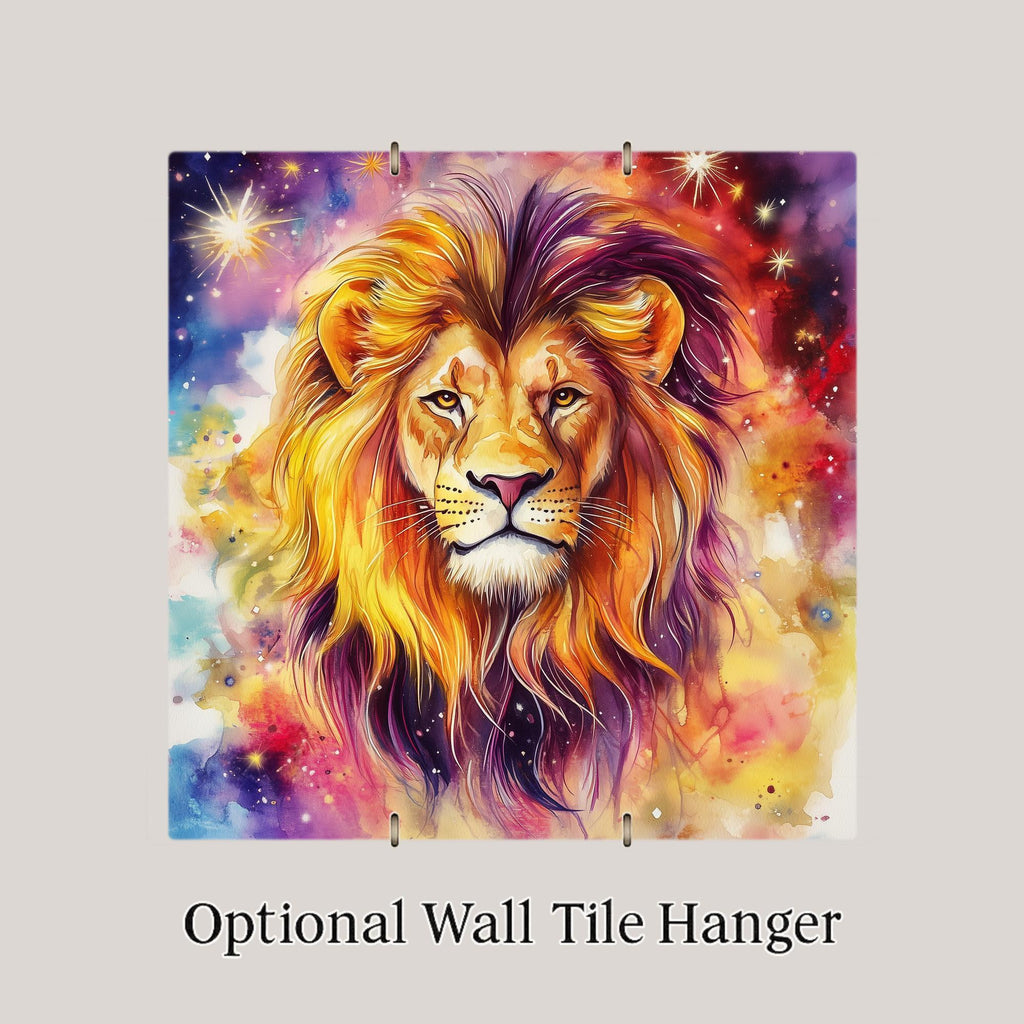 Leo Zodiac Wall Art Ceramic Tile Astrology Gift Watercolor Lion Decor Star Sign Art Leo Lover Gift Tile