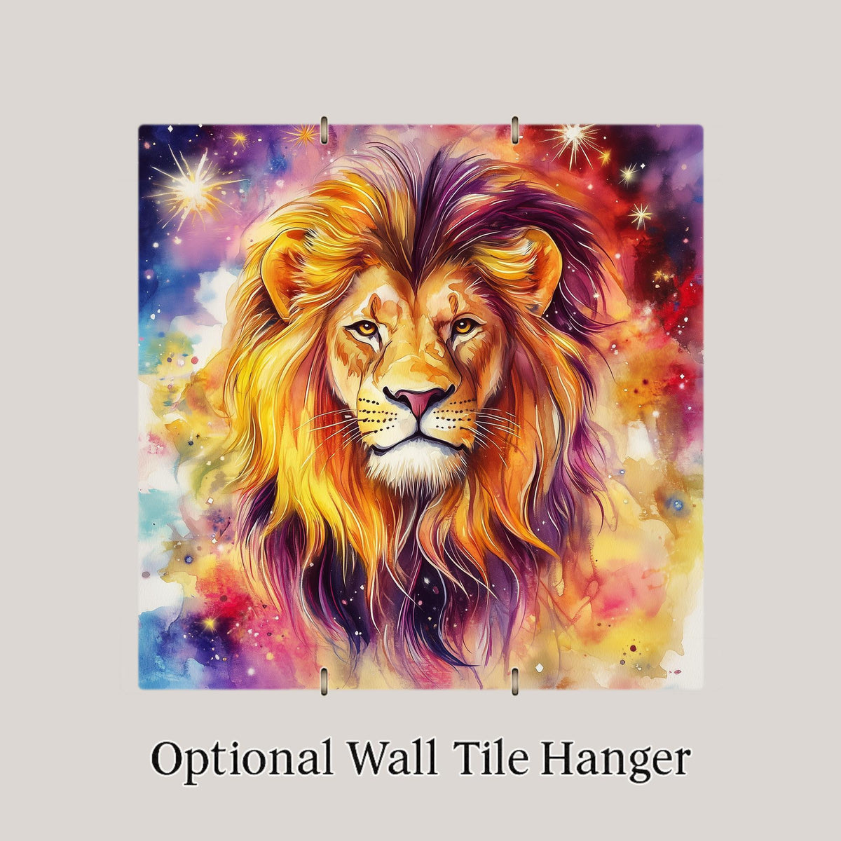Leo Zodiac Wall Art Ceramic Tile Astrology Gift Watercolor Lion Decor Star Sign Art Leo Lover Gift Tile