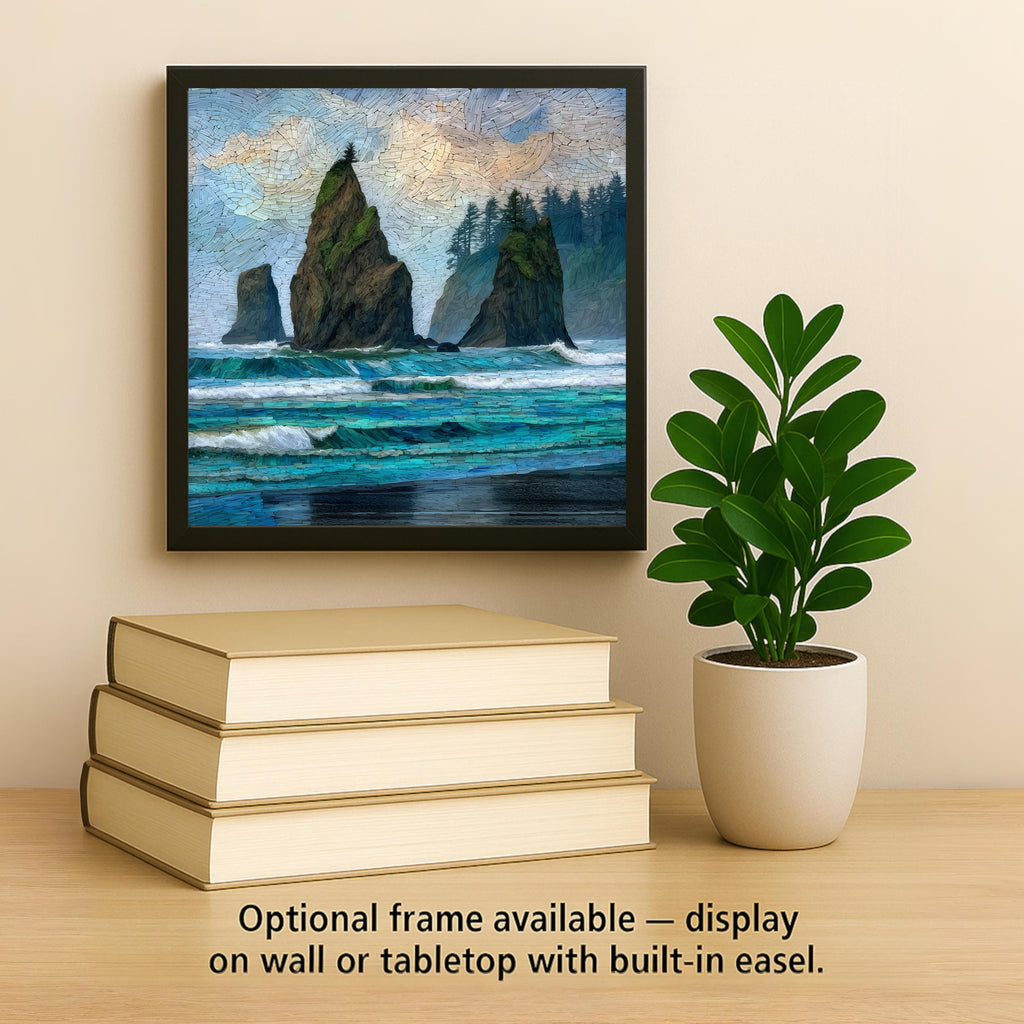 Ruby Beach Coastal Wall Art Ceramic Tile Pacific Northwest Gift Olympic Decor Sea Stack Art Washington Gift Tile
