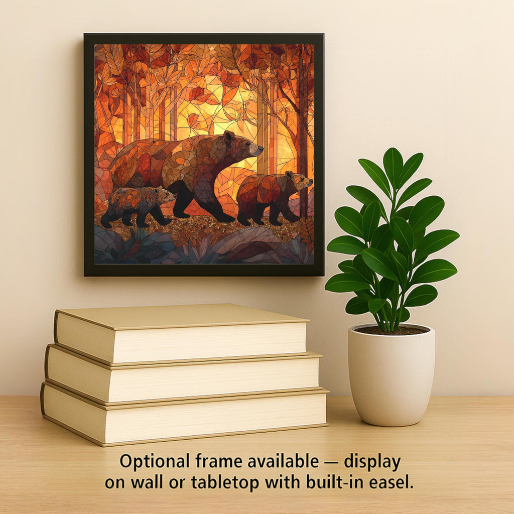 Bear Family Wall Art Ceramic Tile Wildlife Decor Cabin Gift Bear Lover Art Nature Tile