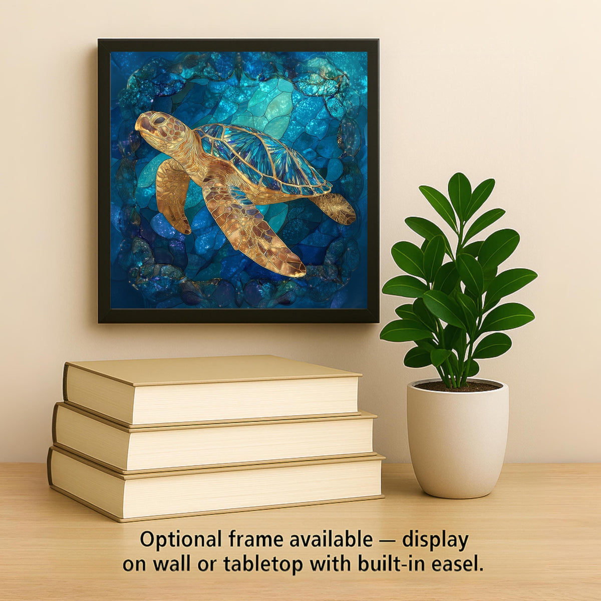 Sea Turtle Wall Art Ceramic Tile Stained Glass Style Coastal Gift Beach House Ocean Wildlife Turtle Lover Nature Art