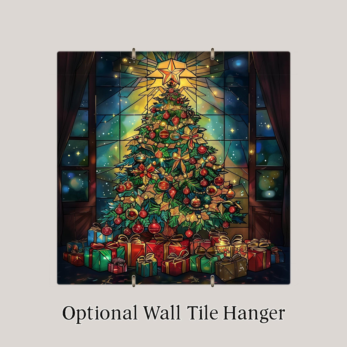 Christmas Tree Stained Glass Style Ceramic Art Tile: Faith Wall Decor Christian Gift Religious Home Decor Wall Art Christmas Holiday Seas