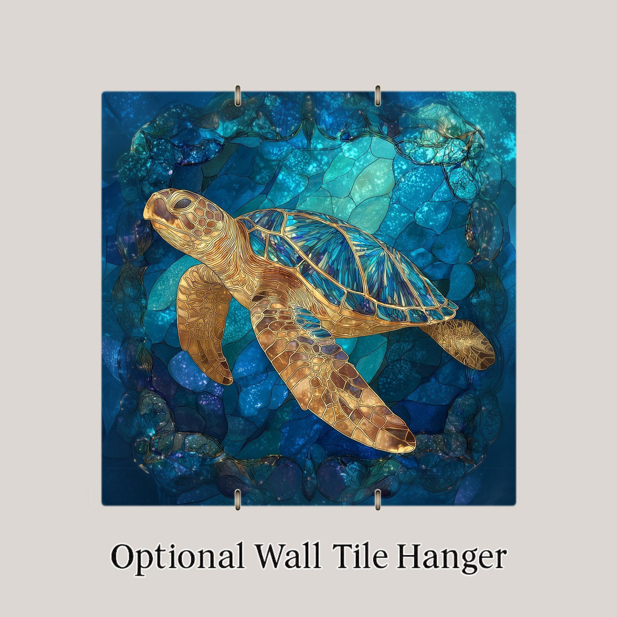 Sea Turtle Wall Art Ceramic Tile Stained Glass Style Coastal Gift Beach House Ocean Wildlife Turtle Lover Nature Art