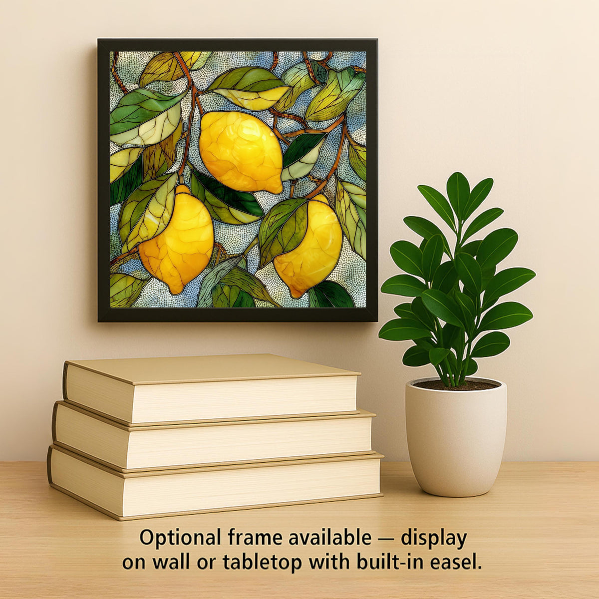 Lemon Branch Wall Art Ceramic Tile Stained Glass Style Kitchen Gift Mediterranean Decor Citrus Nature Art Lemon Lover
