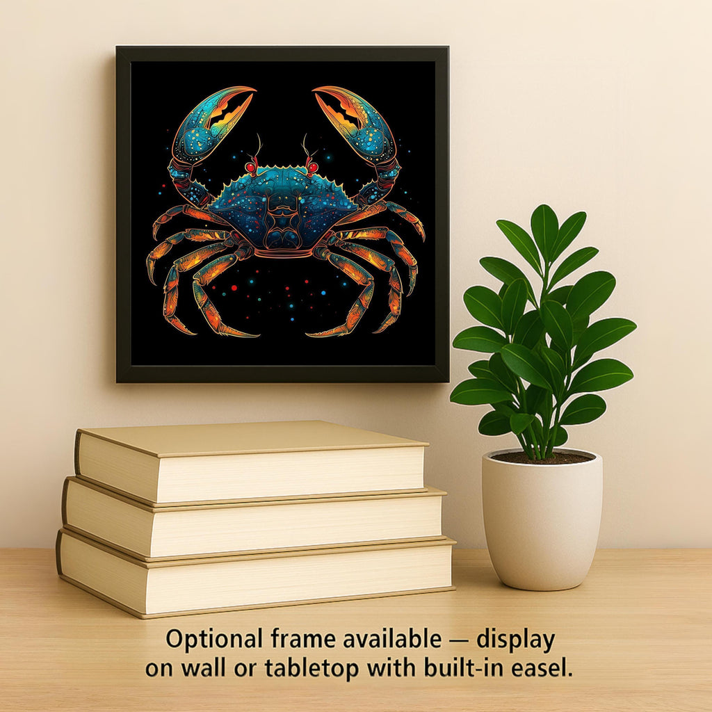 Cancer Zodiac Crab Stained Glass Style Ceramic Art Tile: Coastal Wall Decor Beach House Accent Ocean Home Decor Wall Art