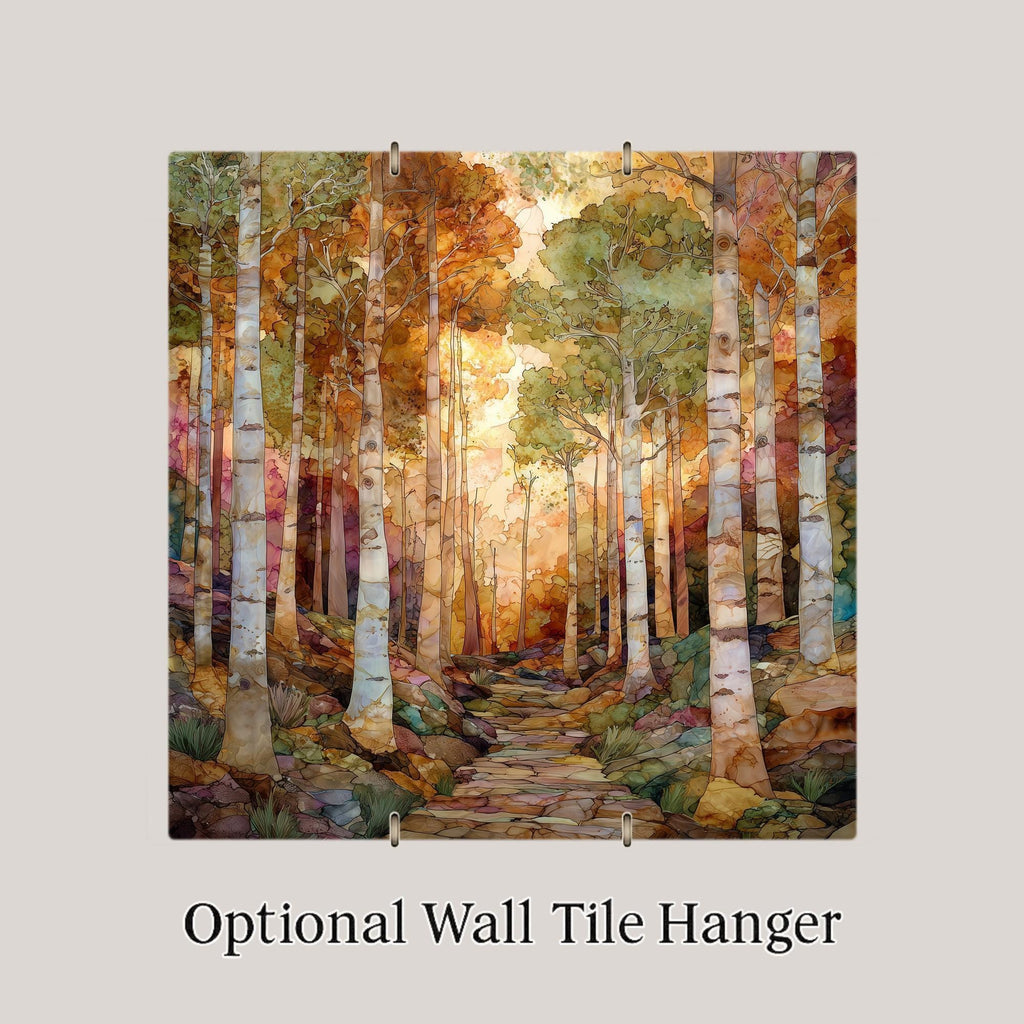 Birch Forest Ceramic Art Tile: Cabin Wall Decor Nature Lover Gift Woodland Home Decor Wall Art Autumn Forest Birch Tree Nature Art