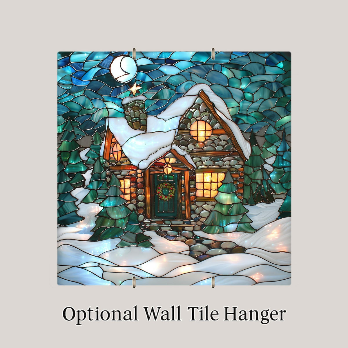 Christmas Cabin Wall Art Ceramic Tile Holiday Gift Snowy Winter Decor Christmas Home Gift Festive Tile