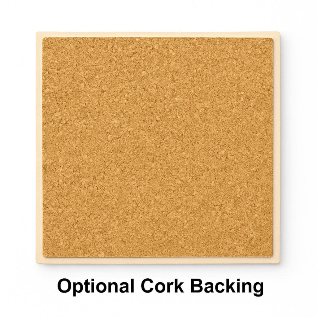 Optional cork backing for ceramic art tiles, adds protection and non-slip surface for wall art or décor.