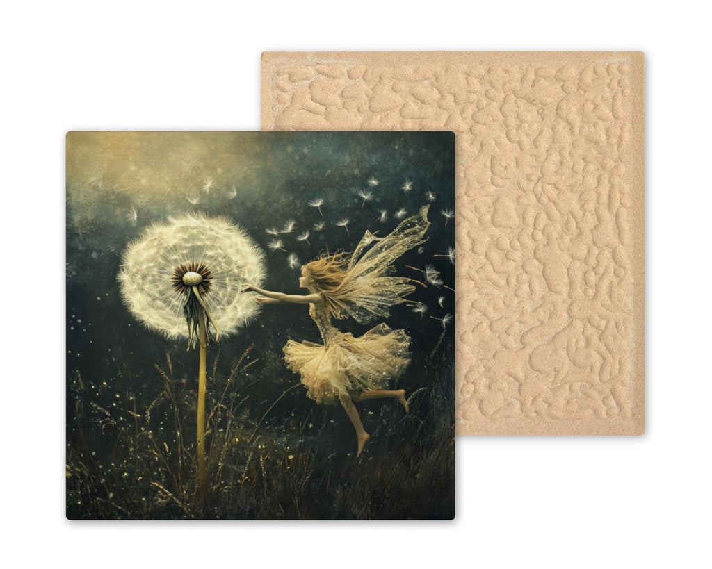 Dandelion Fairy Ceramic Art Tile: Whimsical Wall Decor Cottagecore Gift Fantasy Home Decor Wall Art Wildflower Garden Fairy Botanical Art