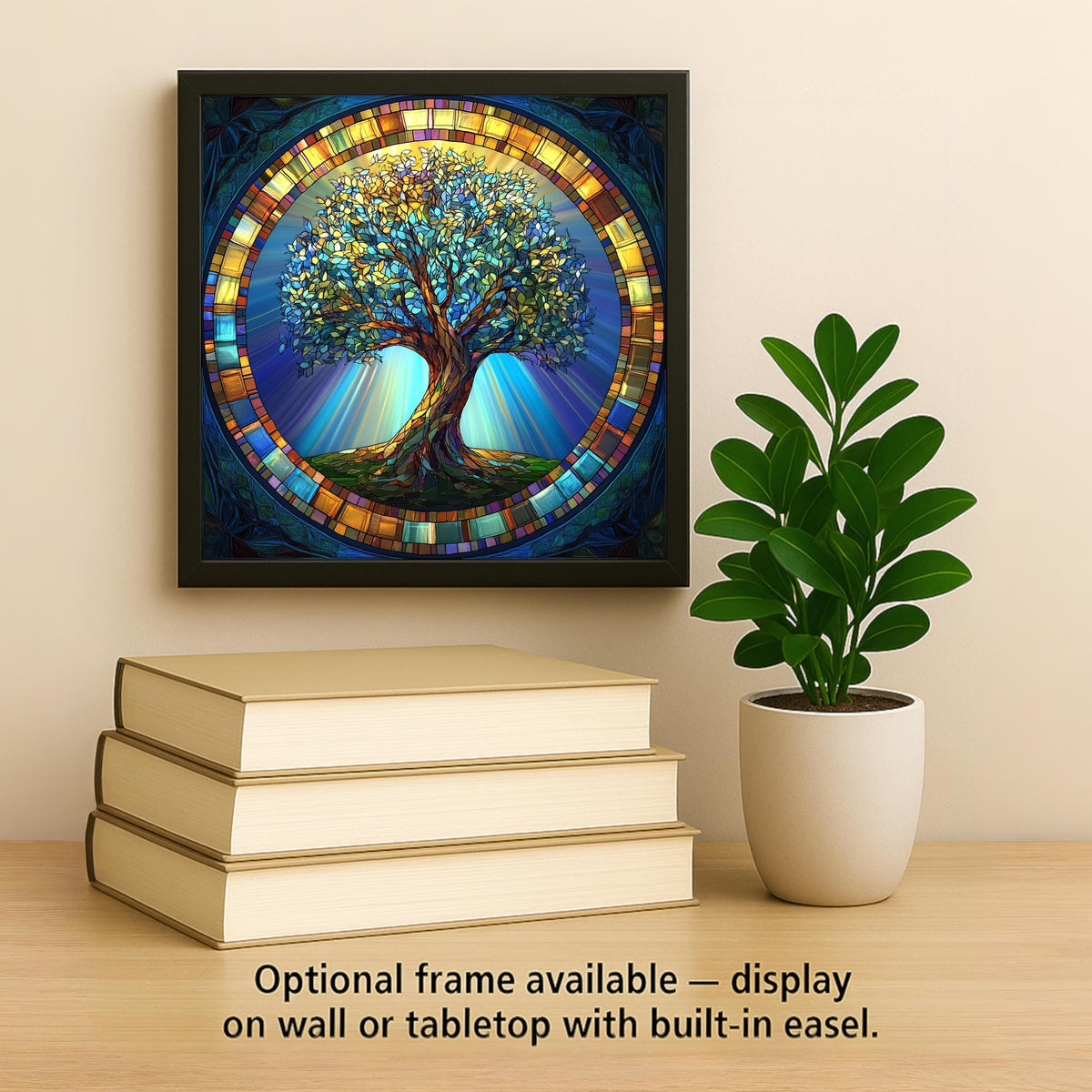 Art Nouveau Tree of Life Wall Art Ceramic Tile Spiritual Gift Stained Glass Style Decor Nature Symbol Meaningful Gift Tile
