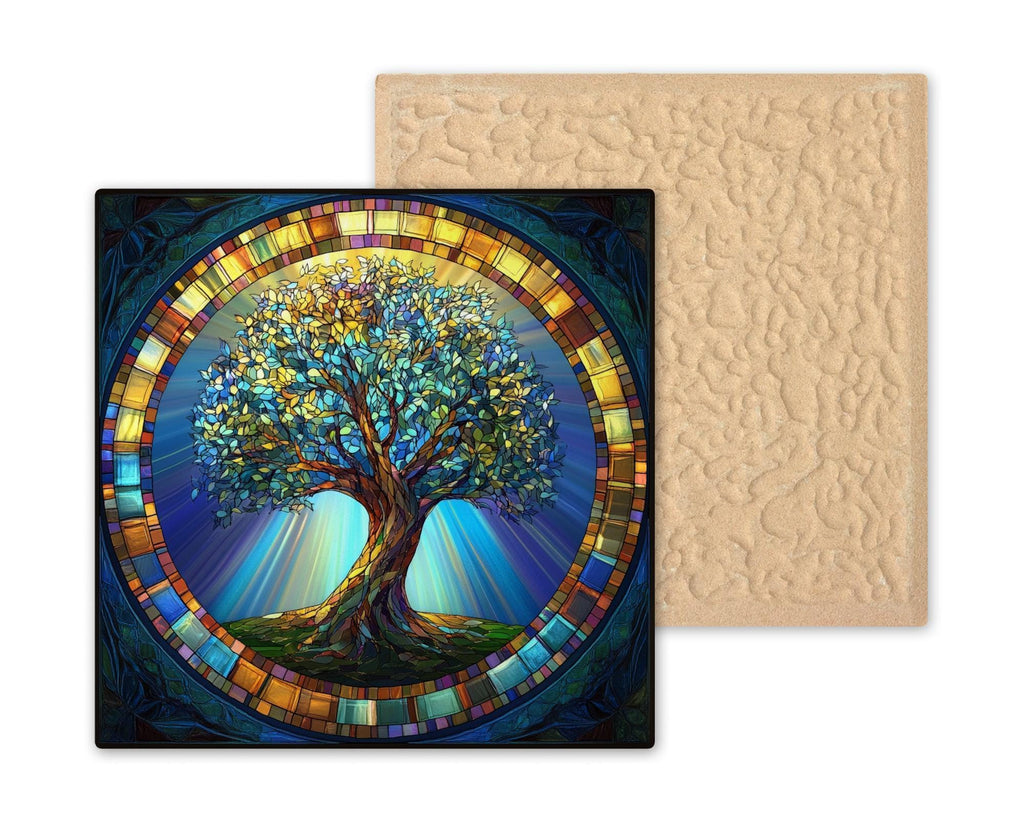 Art Nouveau Tree of Life Wall Art Ceramic Tile Spiritual Gift Stained Glass Style Decor Nature Symbol Meaningful Gift Tile