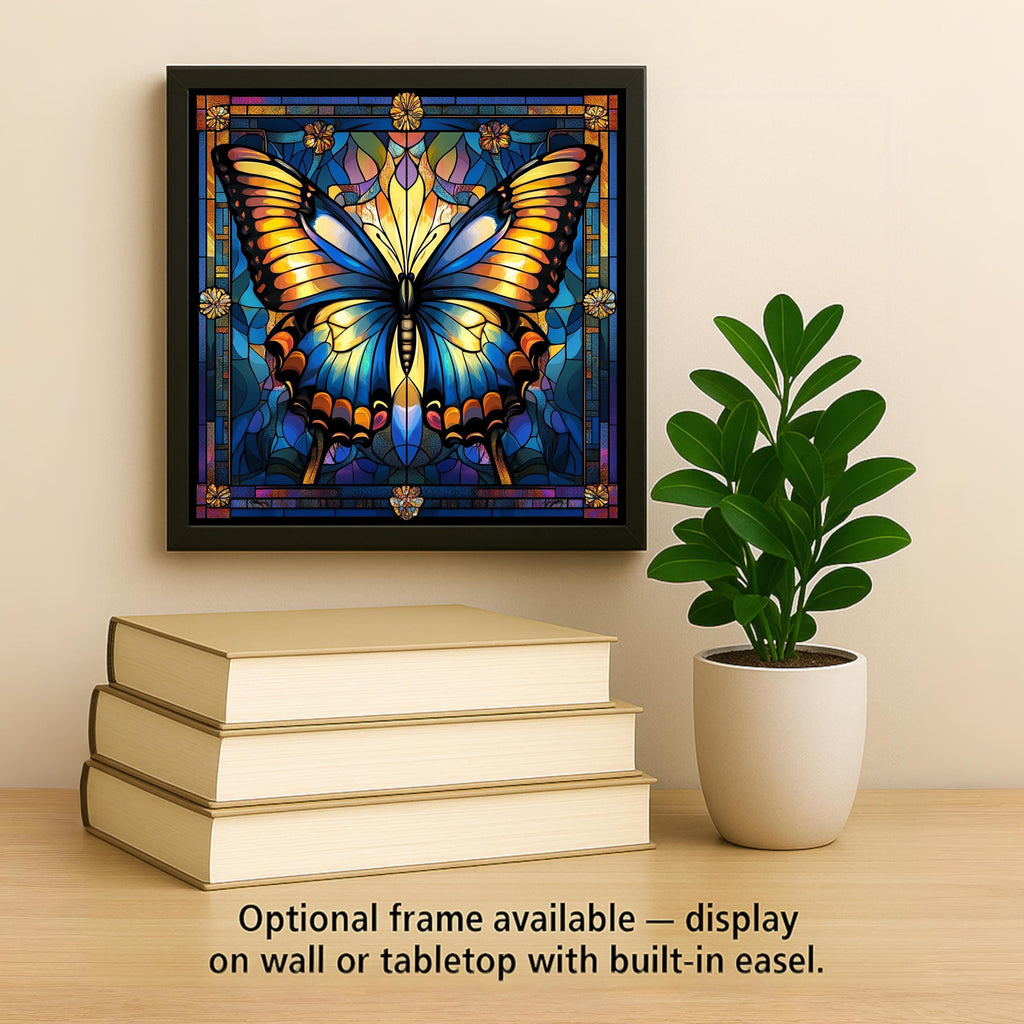 Butterfly Ceramic Art Tile – Art Nouveau Style, William Morris, Butterfly Lover Memorial Sympathy Botanical