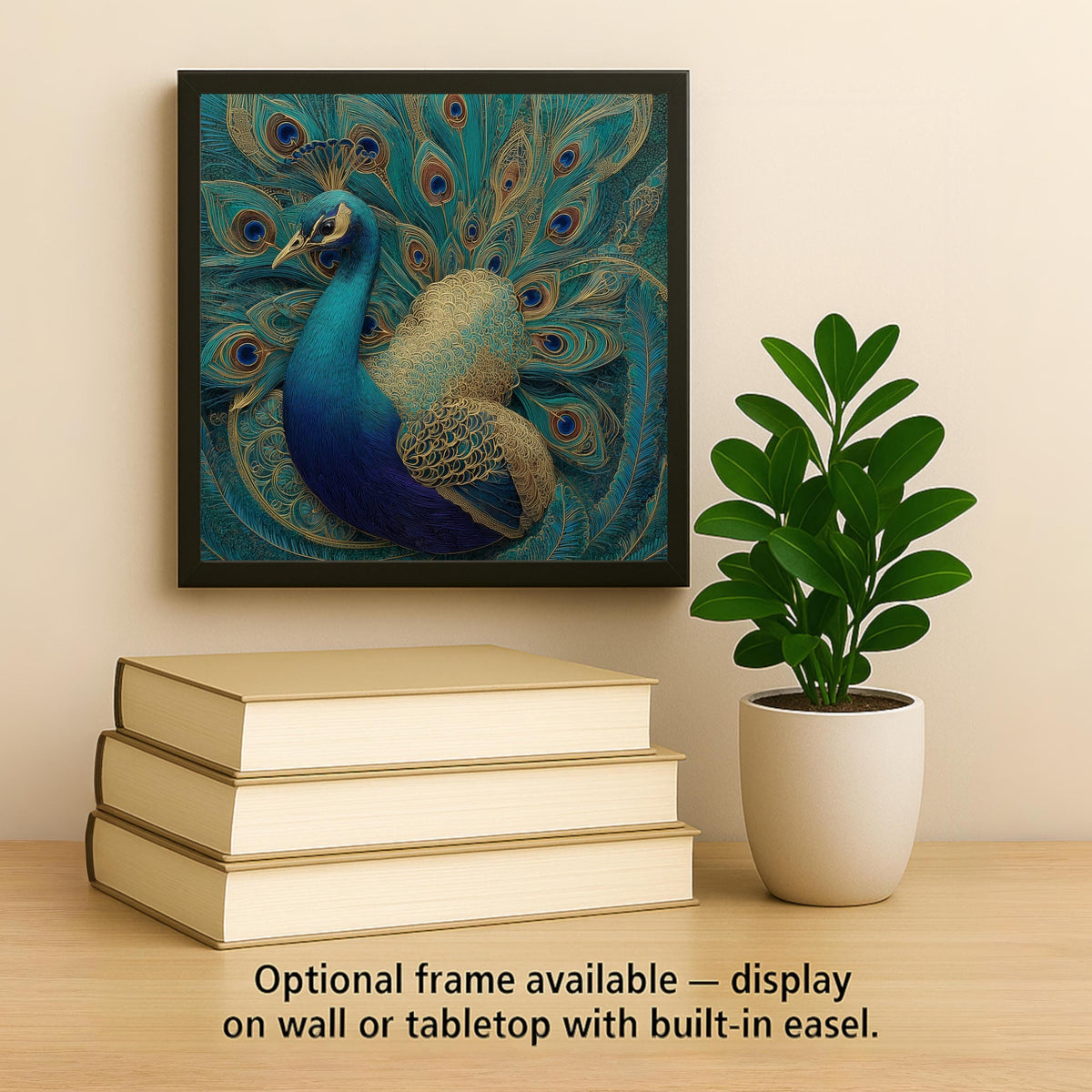 Peacock Wall Art Ceramic Tile Peacock Lover Gift Teal Gold Decor Bird Lover Art Nature Birdwatcher Gift