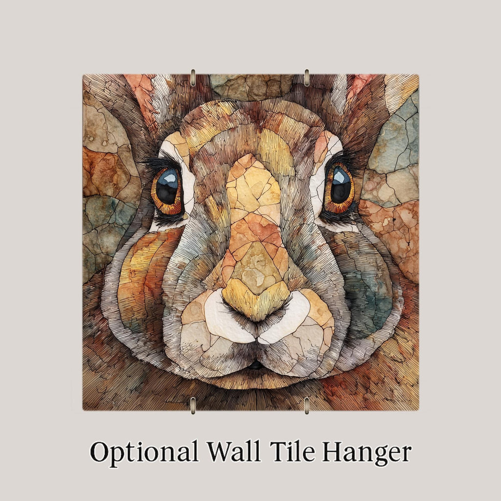 Art Nouveau Rabbit Wall Art Ceramic Tile Woodland Animal Stained Glass Style Nature Inspired Home Decor