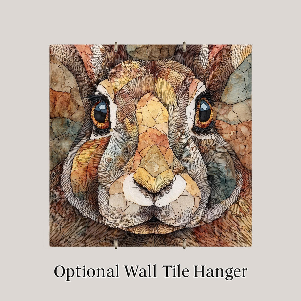 Art Nouveau Rabbit Wall Art Ceramic Tile Woodland Animal Stained Glass Style Nature Inspired Home Decor