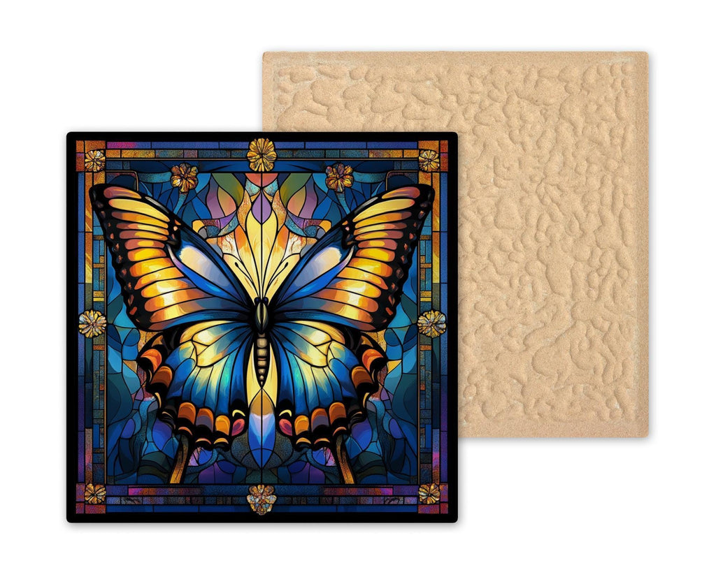 Butterfly Ceramic Art Tile – Art Nouveau Style, William Morris, Butterfly Lover Memorial Sympathy Botanical