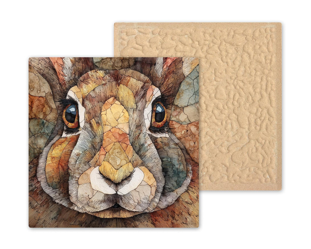 Art Nouveau Rabbit Wall Art Ceramic Tile Woodland Animal Stained Glass Style Nature Inspired Home Decor