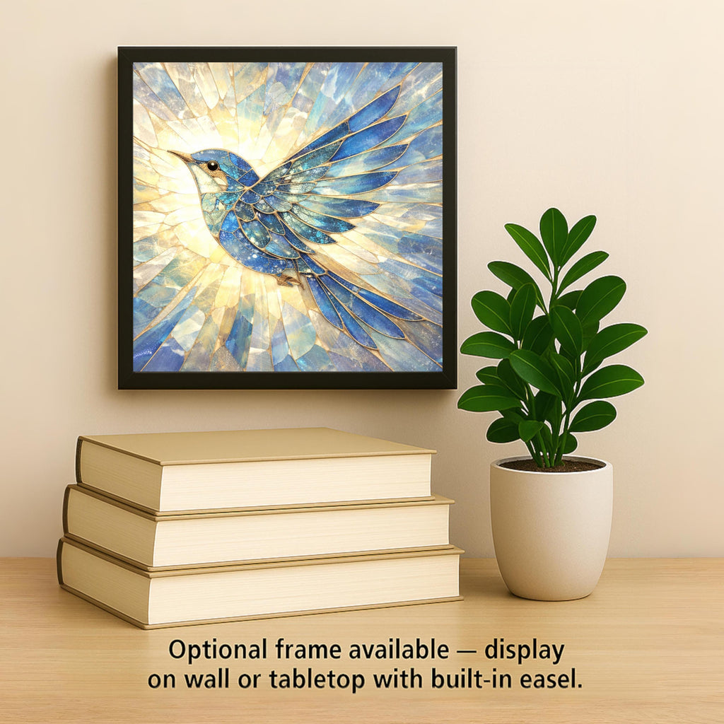 Bluebird Ceramic Tile Wall Art – Stained Glass Style Bird Lover Decor, Nature Inspired Gift, Songbird Garden Home Accent