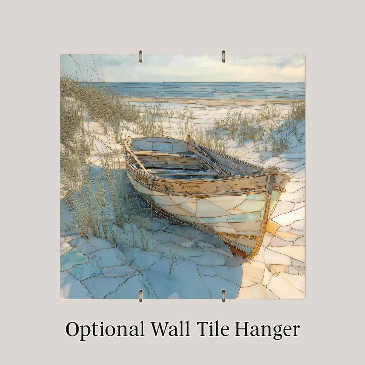 Row Boat Wall Art Ceramic Tile Coastal Shore Gift Nautical Decor Weathered Skiff Art Beach Lover Gift Tile