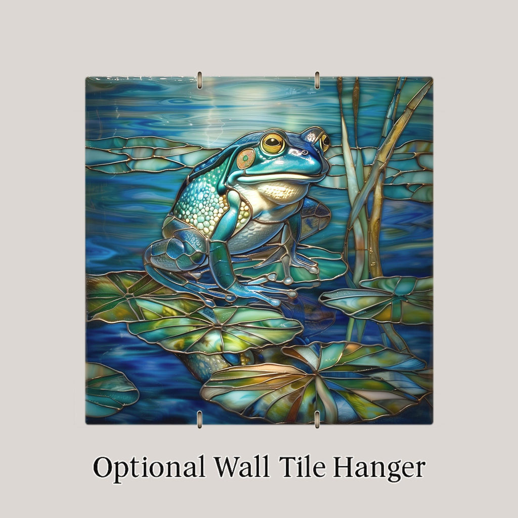 Blue Frog Ceramic Art Tile: Nature Wall Decor Art Lover Gift Home Decor Wall Art