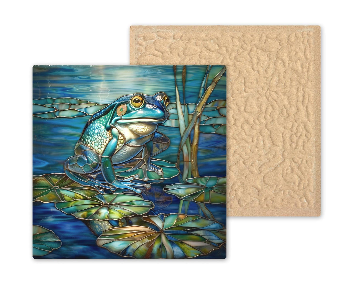 Blue Frog Ceramic Art Tile: Nature Wall Decor Art Lover Gift Home Decor Wall Art