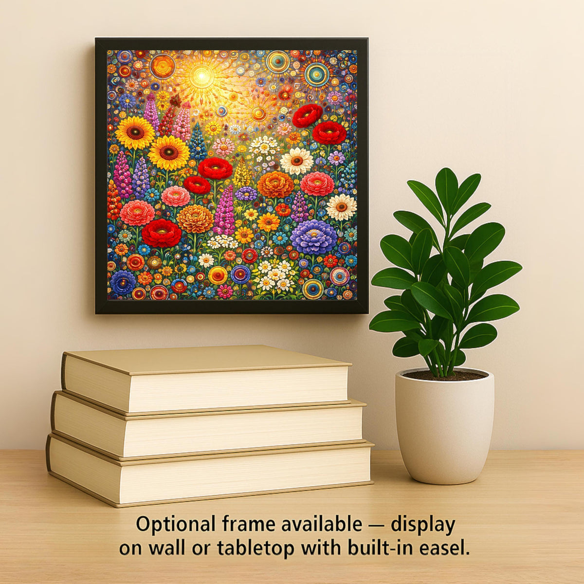 Floral Meadow Wall Art Ceramic Tile Botanical Gift Colorful Garden Decor Nature Inspired Art Cottage Gift Tile