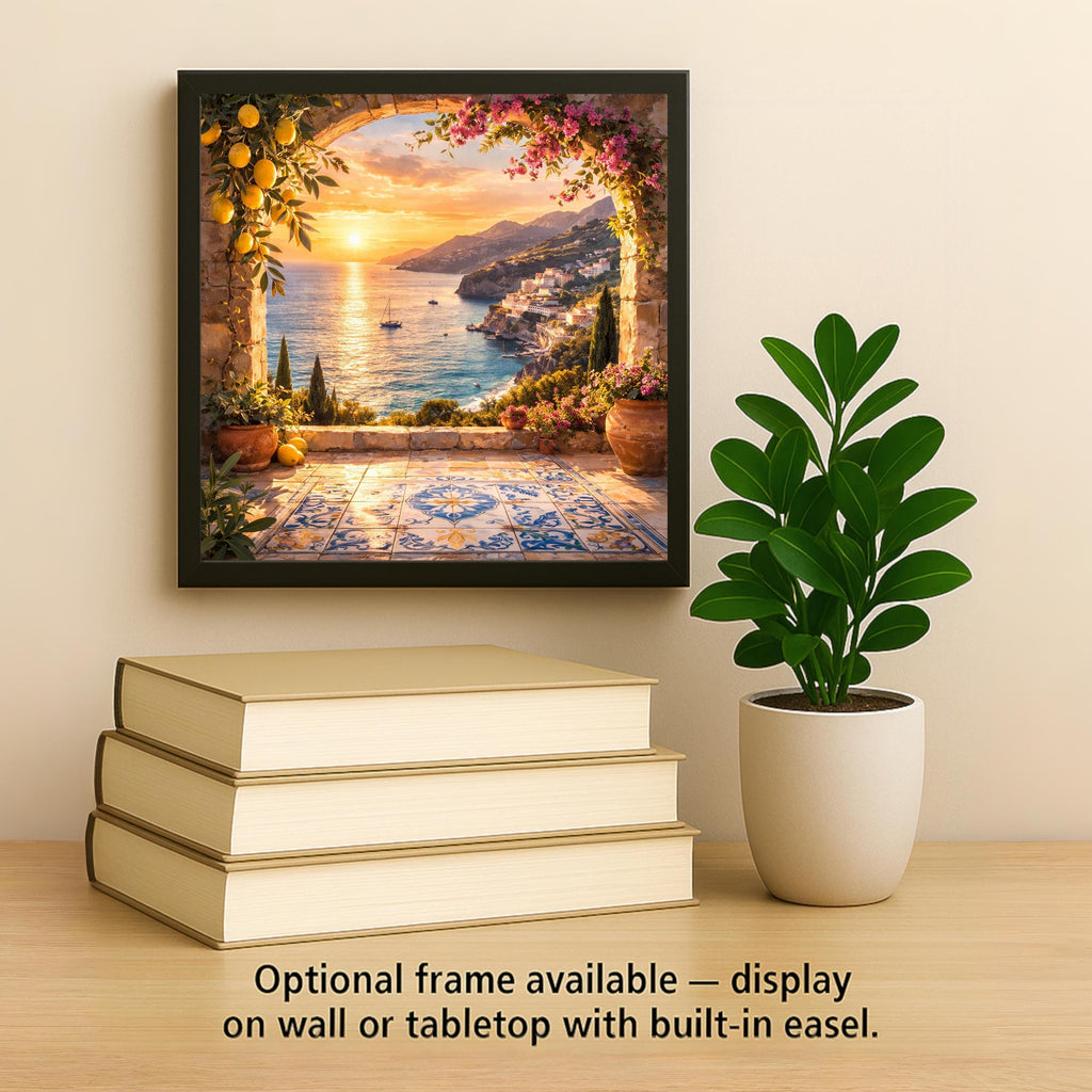 Amalfi Coast Wall Art Ceramic Tile Italy Gift Mediterranean Decor Italian Sunset Art Coastal Gift Tile