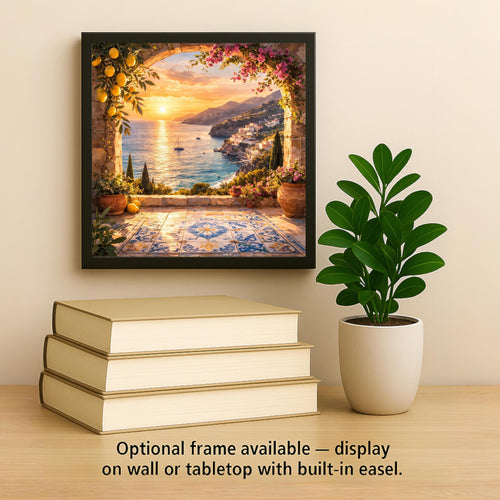 Amalfi Coast Wall Art Ceramic Tile Italy Gift Mediterranean Decor Italian Sunset Art Coastal Gift Tile