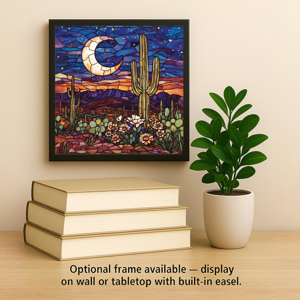 Desert Moon Ceramic Art Tile: Southwest Wall Decor Night Sky Home Decor Wall Art