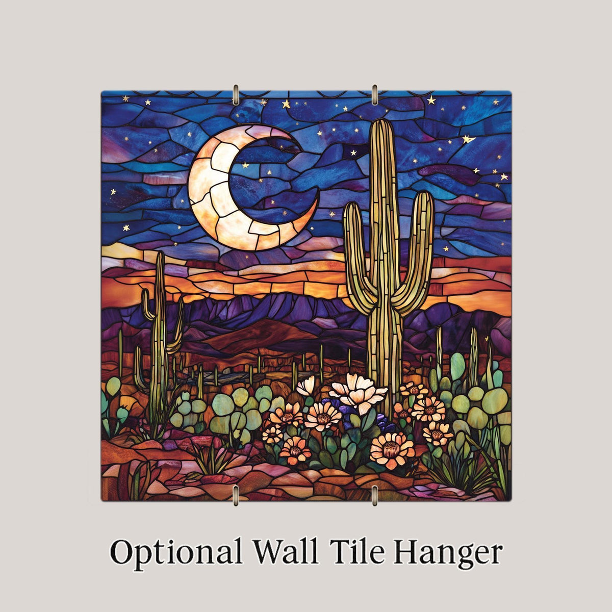 Desert Moon Ceramic Art Tile: Southwest Wall Decor Night Sky Home Decor Wall Art