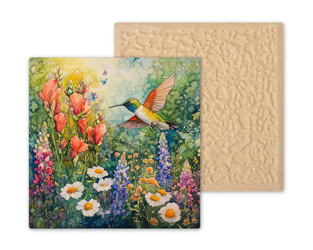 Hummingbird Stained Glass Style Ceramic Art Tile: Memorial Keepsake Sympathy Gift Remembrance Home Decor Wall Art Memorial Bird Garden Sy