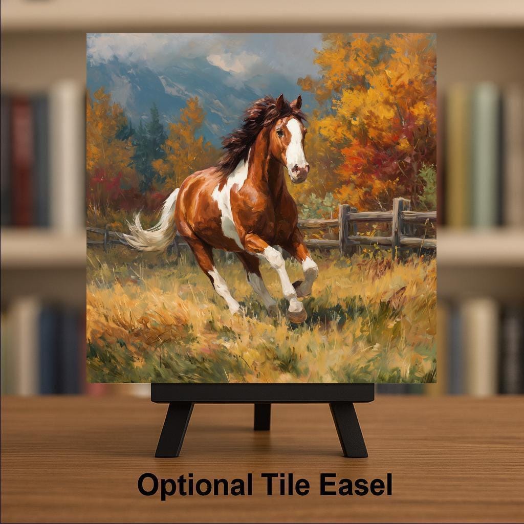 Galloping Horse Wall Art Ceramic Tile Horse Lover Gift Equestrian Decor Western Art Farmhouse Gift Tile