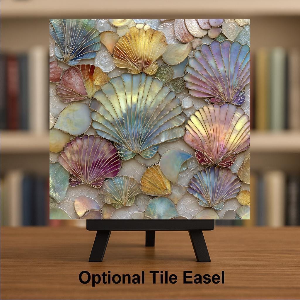 Seashell Wall Art Ceramic Tile Coastal Gift Beach House Decor Ocean Nature Art Seashell Lover Beach Gift