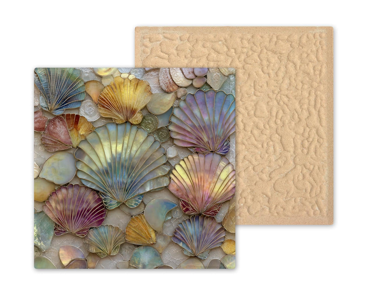 Seashell Wall Art Ceramic Tile Coastal Gift Beach House Decor Ocean Nature Art Seashell Lover Beach Gift