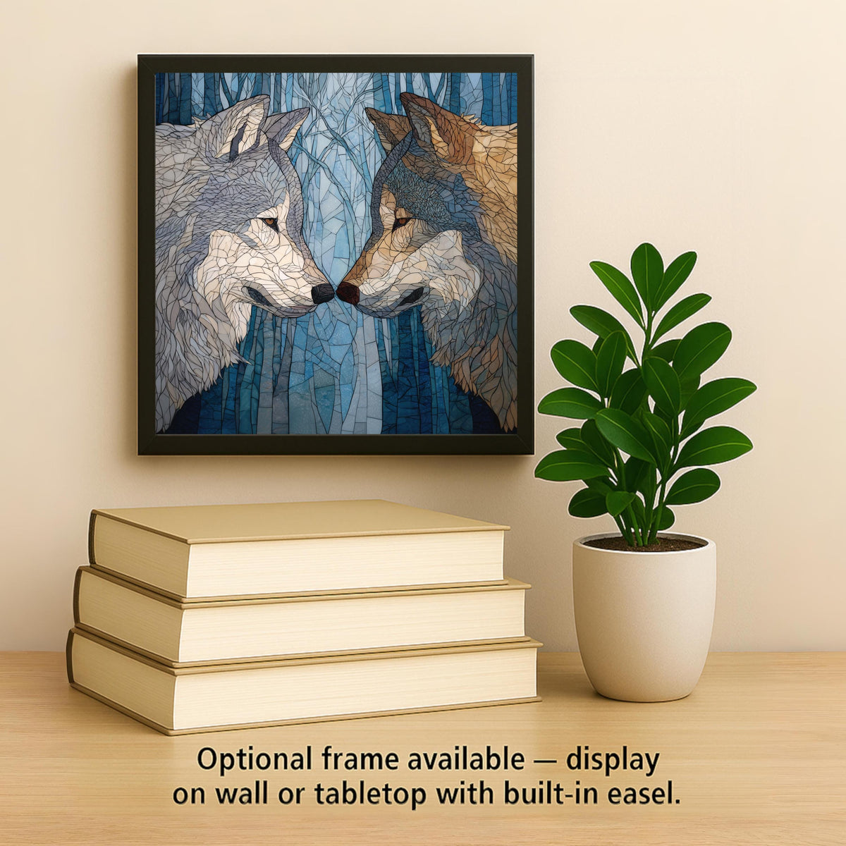 Wolf Pair Ceramic Art Tile – Couple Wolf Art, Meaningful Wildlife Gift, Wolf Lover Nature Decor, Romantic Art