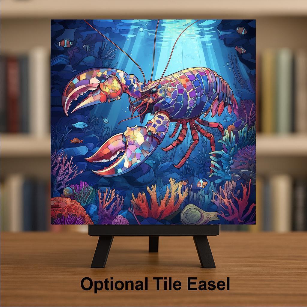 Lobster Ceramic Art Tile: Coastal Wall Decor Beach House Accent Ocean Home Decor Wall Art Seafood Kitchen Nautical Coastal Sea Life Art