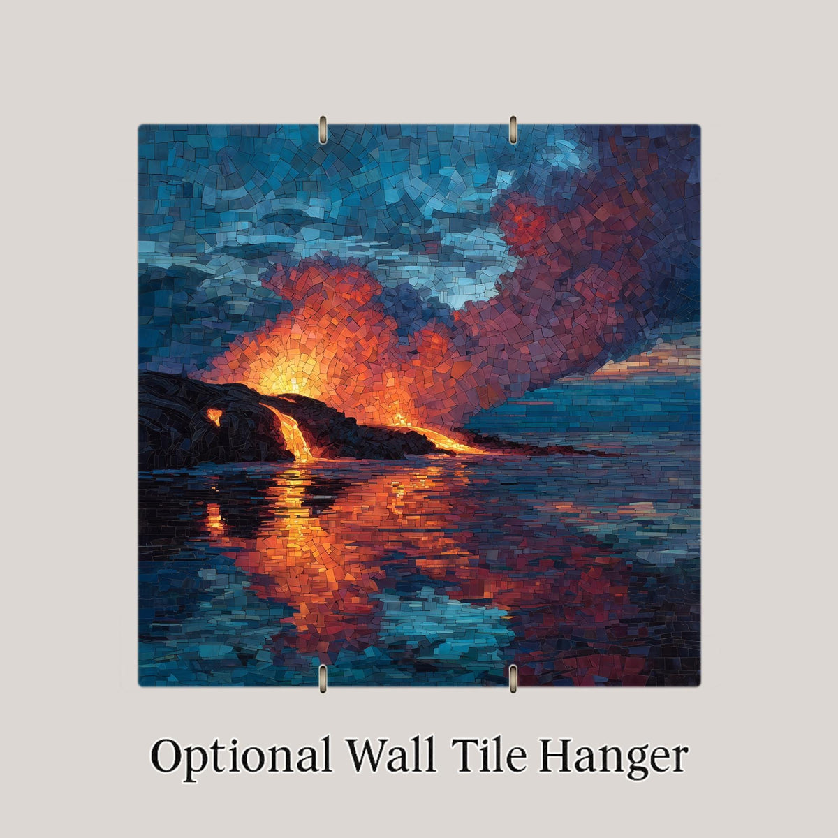 Kilauea Volcano Wall Art Ceramic Tile Hawaii Home Decor Lava Flow Gift Big Island Hawaii Decor