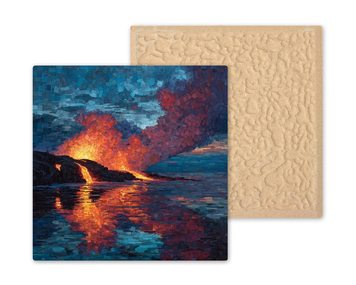 Kilauea Volcano Wall Art Ceramic Tile Hawaii Home Decor Lava Flow Gift Big Island Hawaii Decor