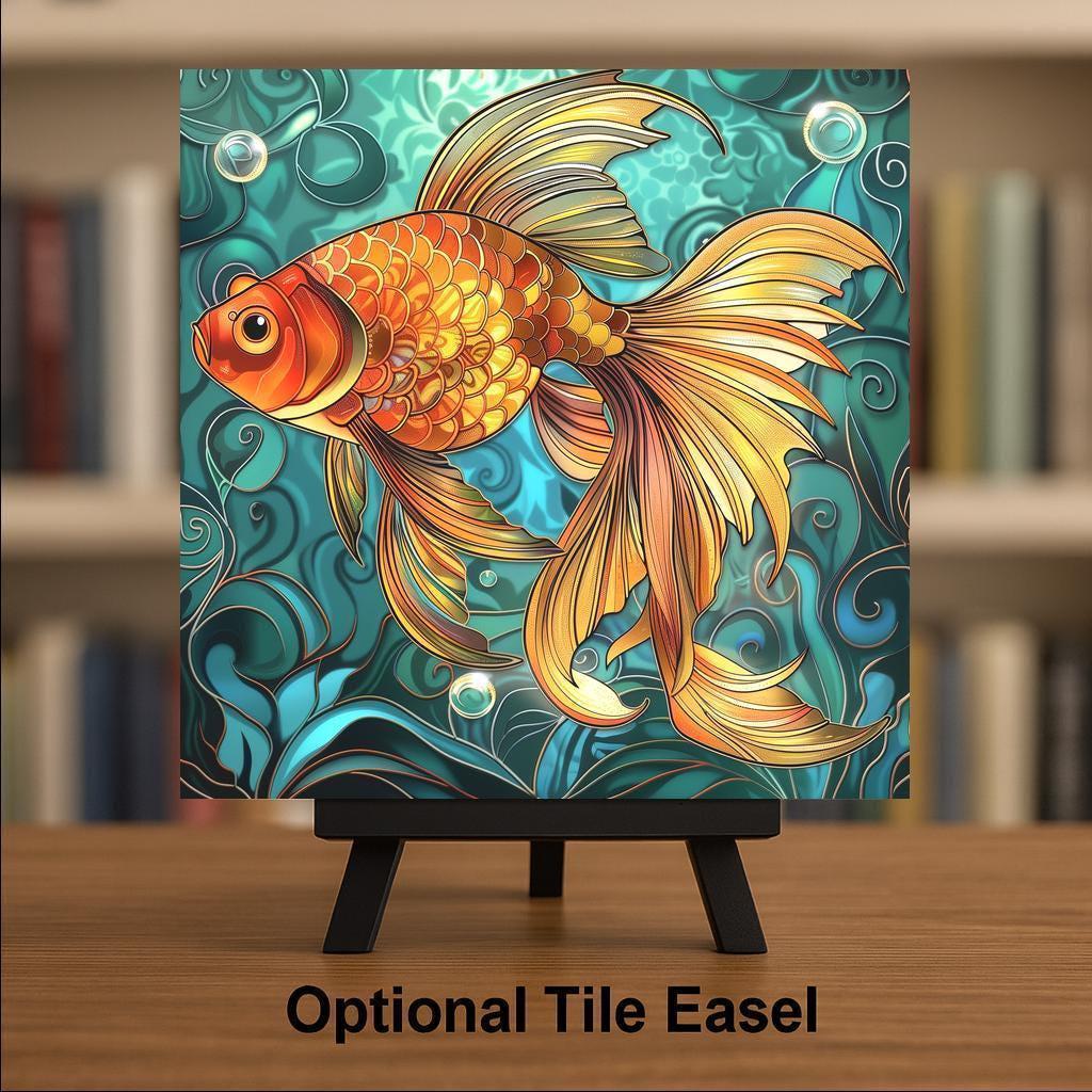 Goldfish Ceramic Art Tile: Zen Wall Decor Meditation Gift Yoga Home Decor Wall Art Japanese Fish Pond Aquatic Koi Zen Art
