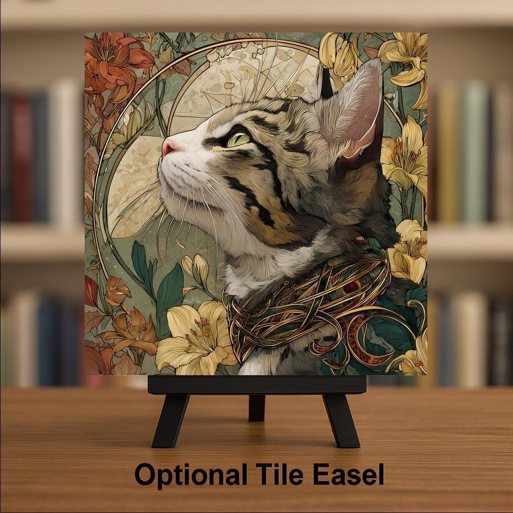 Cat William Morris Ceramic Art Tile: Memorial Keepsake Sympathy Gift Remembrance Home Decor Wall Art