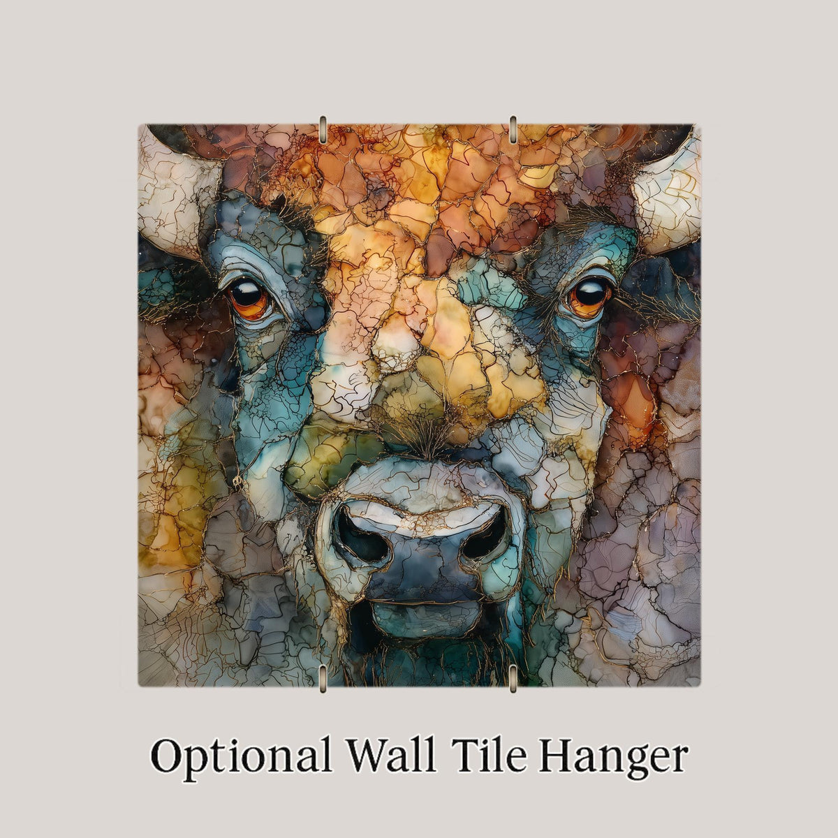 Buffalo Bison Wall Art Ceramic Tile Western Gift Rustic Farmhouse Decor Country Home Art Bison Lover Gift Tile
