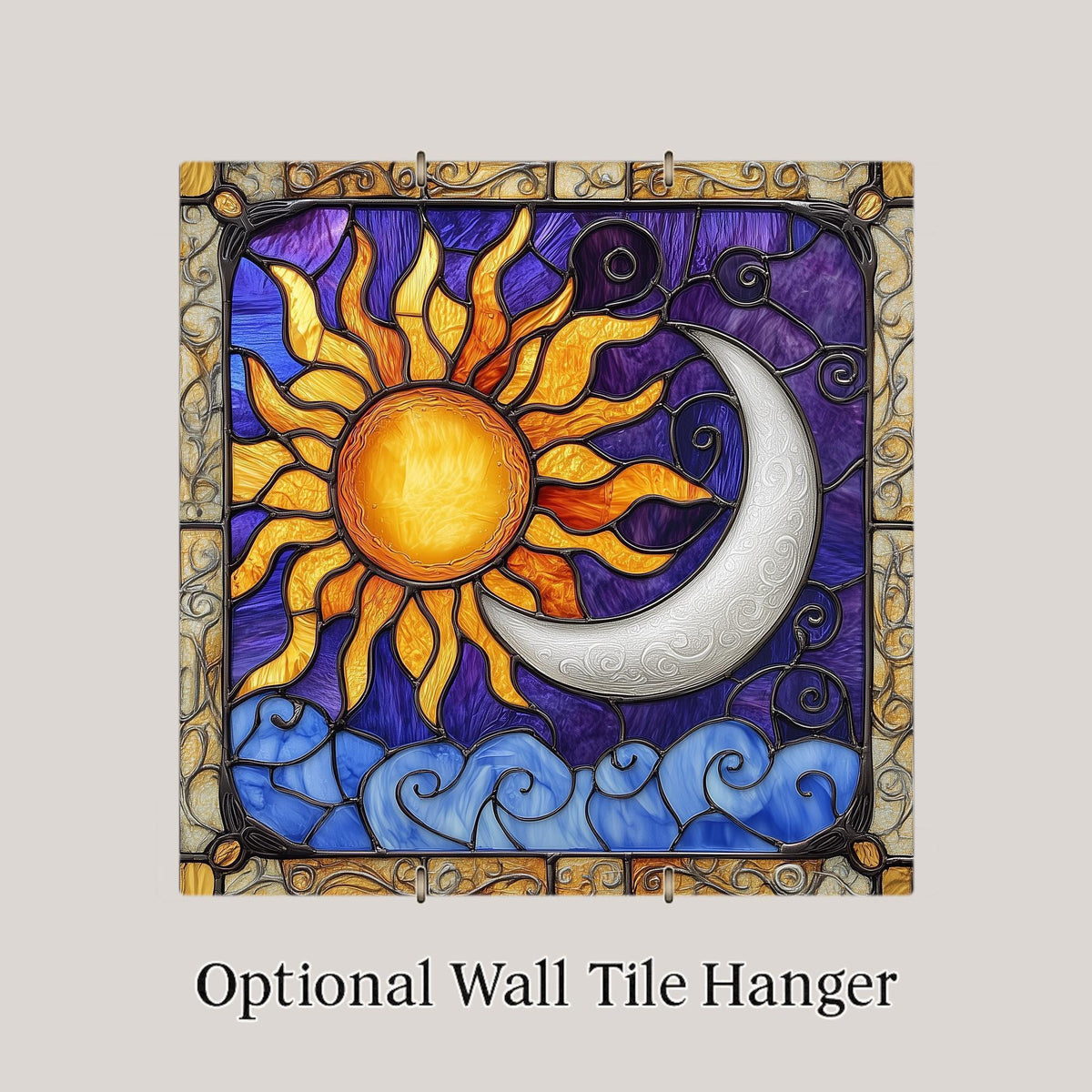 Celestial Sun Moon Wall Art Ceramic Tile Cosmic Gift Handmade Decor Boho Art Spiritual Lover Gift Tile
