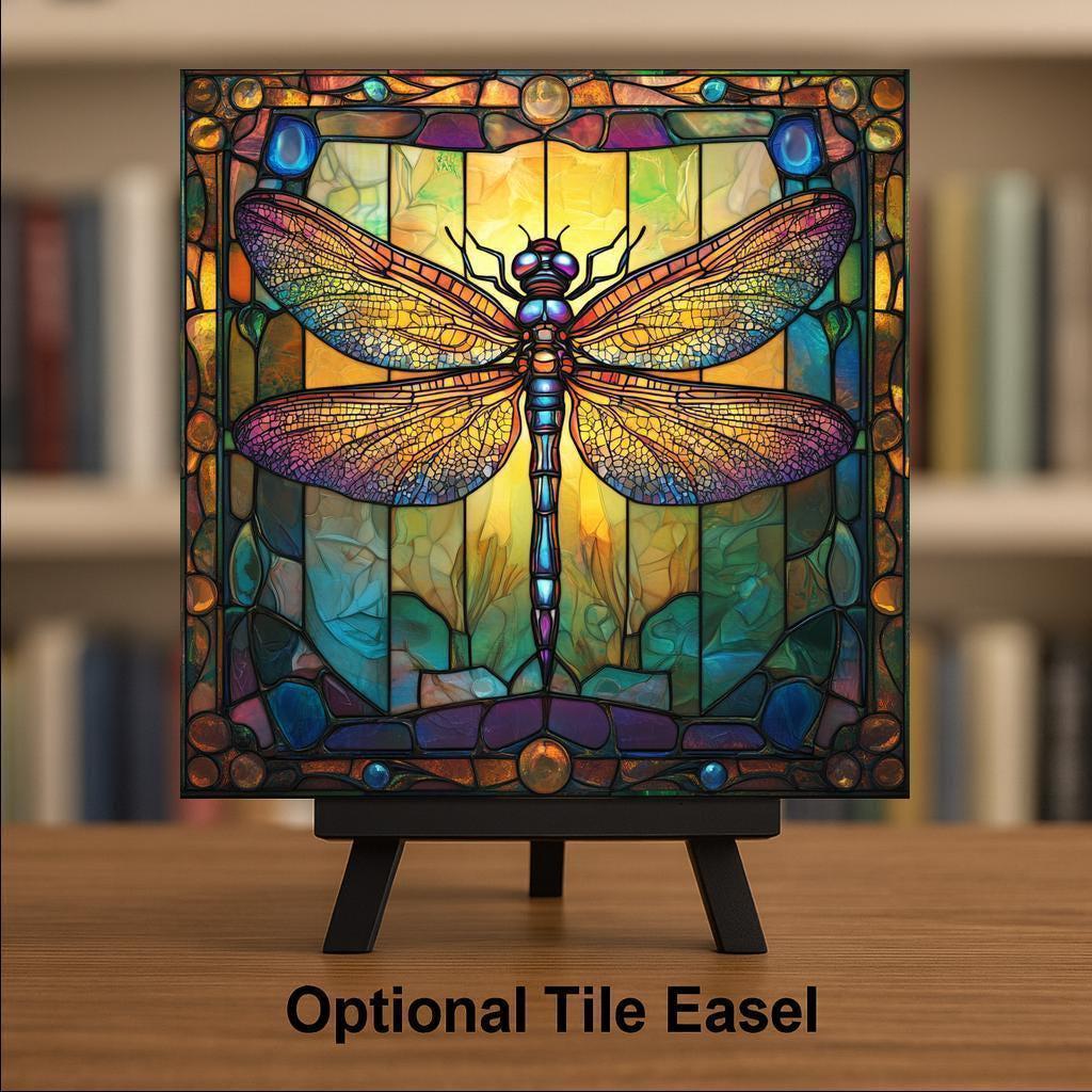 Dragonfly William Morris Ceramic Art Tile: Whimsical Wall Decor Cottagecore Gift Fantasy Home Decor Wall Art