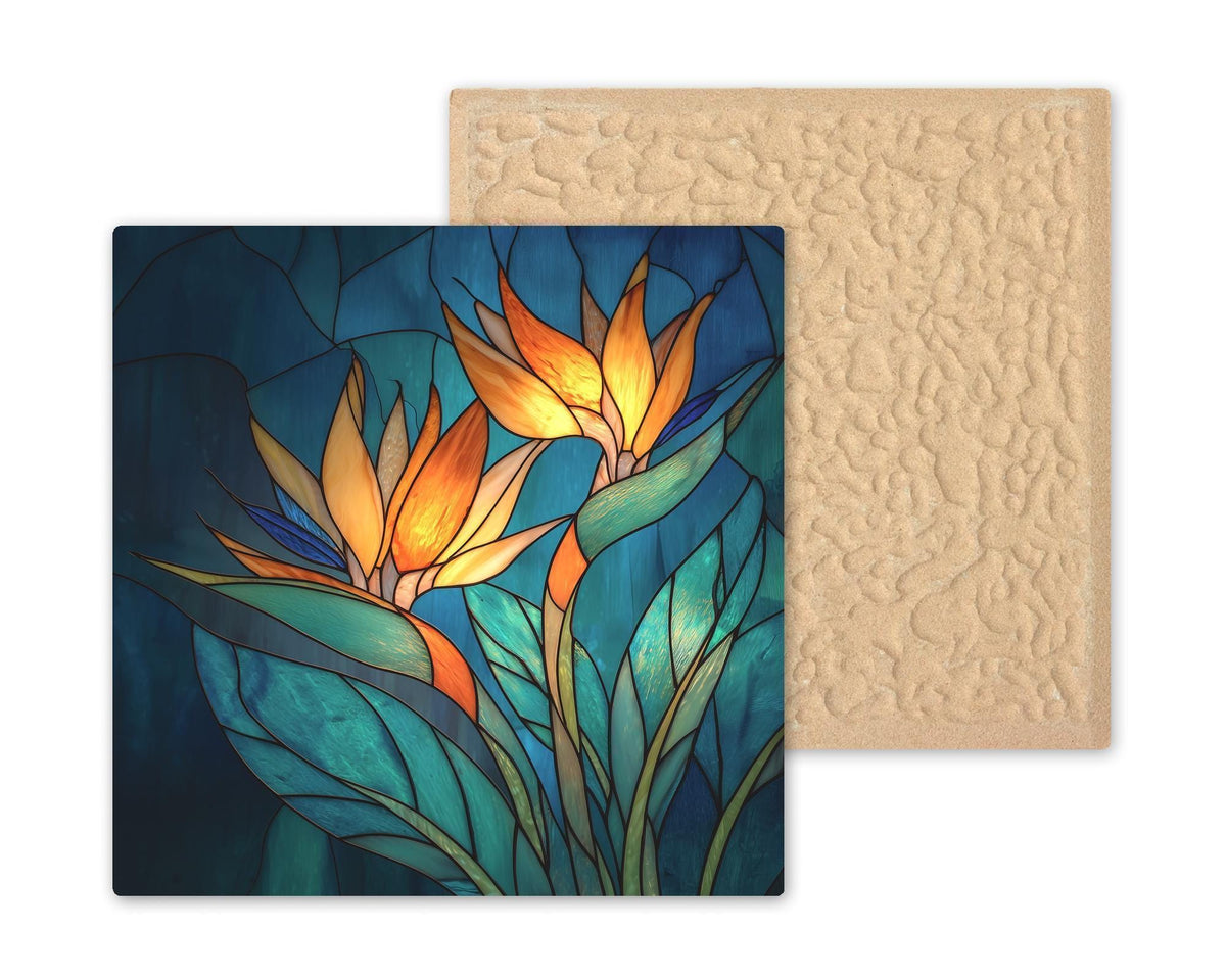 Bird of Paradise Wall Art Ceramic Tile Tropical Gift Stained Glass Style Decor Exotic Bird Art Nature Lover Gift Tile